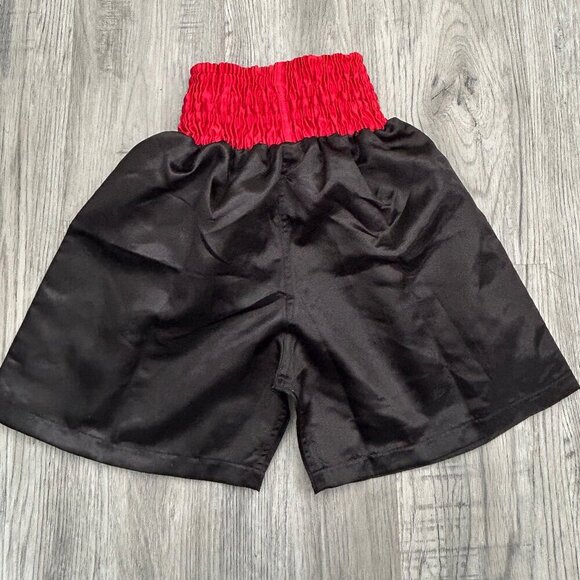 Title Boxing Youth Muay Thai Shorts Red Black Satin Kickboxing Trunks Size YM - Picture 2 of 6